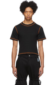 Phlemuns - Black Contrast Stitch Backless T-Shirt