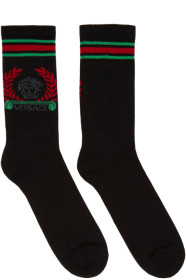 Versace - Black & Red Medusa Laurel Socks