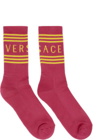 Versace - Pink & Yellow Logo Socks