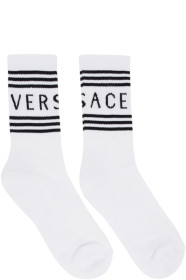 Versace - White & Black Logo Socks