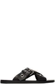 Versace - Black Palladium Buckle Sandals