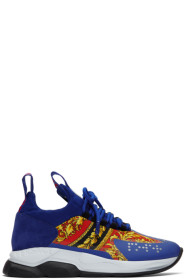 Versace - Blue & Multicolor Cross Chain Reaction Sneakers