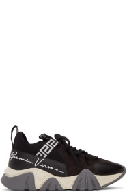 Versace - Baskets en suède noires et blanches Squalo