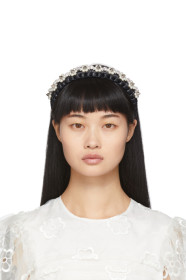 Simone Rocha - Black Raffia Embellished Headband