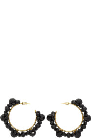 Simone Rocha - Black Crystal Large Daisy Hoop Earrings