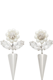 Simone Rocha - Boucles d'oreilles argentées Flower & Spike