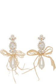 Simone Rocha - Gold Raffia Bow Drop Earrings