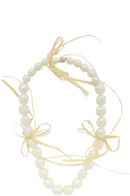 Simone Rocha - Collier blanc cassé Pearl & Raffia