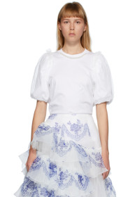 Simone Rocha - White Inverted Puff Sleeve Pearl T-Shirt