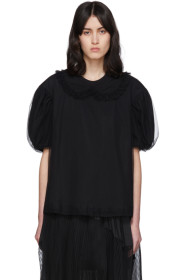 Simone Rocha - 黑色 Tulle Collar T 恤