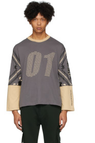 Youths in Balaclava - Grey & Beige '01' Long Sleeve T-Shirt