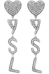 Saint Laurent - Boucles d'oreilles argentées Crystal Heart