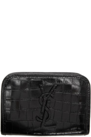 Saint Laurent - Porte-cartes embossé façon croco noir Vintage Niki