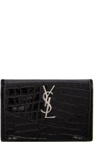 Saint Laurent - ブラック クロコ アップタウン カード ホルダー