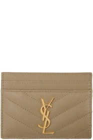 Saint Laurent - Porte-cartes brun clair Monogramme