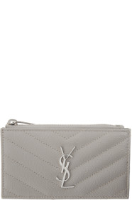 Saint Laurent - Porte-cartes à glissière noir Monogramme Fragment