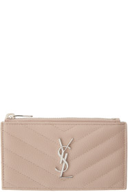 Saint Laurent - Porte-cartes à glissière rose Monogramme Fragment