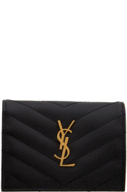 Saint Laurent - ブラック モノグラム フラップ カード ホルダー