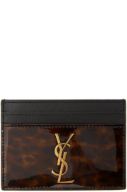 Saint Laurent - Porte-cartes en cuir verni écailles de tortue Monogramme