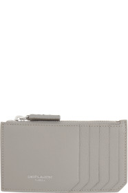 Saint Laurent - Porte-cartes à glissière gris Fragment