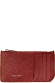 Saint Laurent - Porte-cartes à glissière rouge Fragment