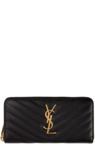 Saint Laurent - Portefeuille à glissière noir Monogramme