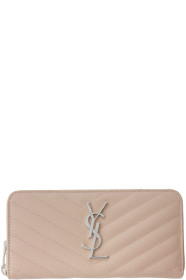 Saint Laurent - Portefeuille à glissière rose Monogramme