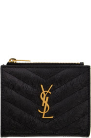 Saint Laurent - Black Zipped Monogramme Wallet