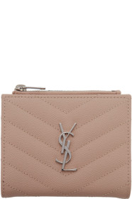 Saint Laurent - Portefeuille rose Monogramme Fold Over