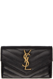 Saint Laurent - Black & Gold Small Monogramme Envelope Wallet