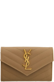 Saint Laurent - ベージュ スモール モノグラム エンベロープ ウォレット