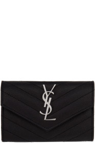 Saint Laurent - Portefeuille enveloppe noir Small Monogramme