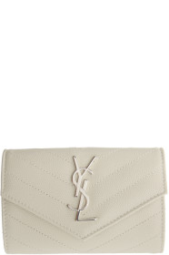 Saint Laurent - Portefeuille enveloppe blanc cassé Small Monogramme