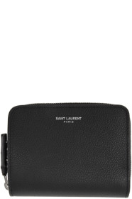 Saint Laurent - Portefeuille à glissière noir Rive Gauche Compact