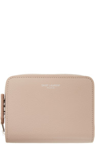 Saint Laurent - Portefeuille à glissière rose Rive Gauche Compact