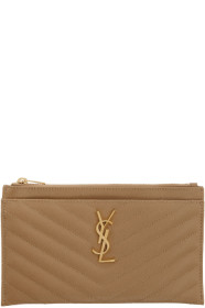 Saint Laurent - Beige Monogramme Pouch