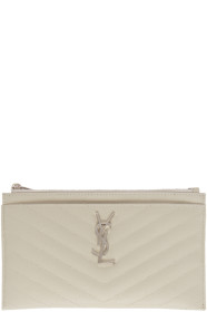 Saint Laurent - 灰白色 Monogramme 手拿包
