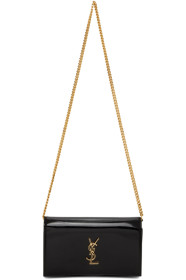 Saint Laurent - ブラック パテント モノグラム チェーン ウォレット バッグ