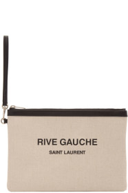 Saint Laurent - Off-White Canvas 'Rive Gauche' Pouch