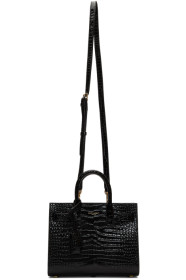 Saint Laurent - 黑色 Nano Sac De Jour 鳄鱼纹托特包