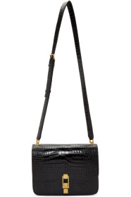 Saint Laurent - Sac embossé façon croco noir Carré Satchel