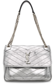 Saint Laurent - Sac argenté Medium Niki