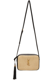 Saint Laurent - Beige & Black Raffia Lou Camera Bag