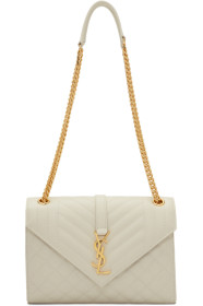 Saint Laurent - Sac enveloppe blanc cassé Medium