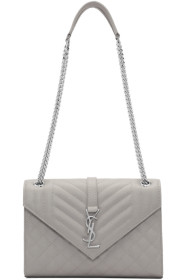 Saint Laurent - Sac enveloppe gris Medium