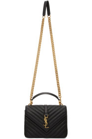 Saint Laurent - Black & Gold Medium College Bag