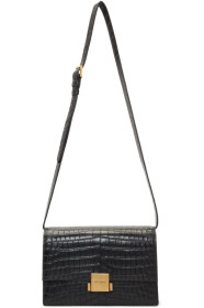 Saint Laurent - Sac embossé façon croco noir Bellechase