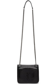 Saint Laurent - Black Croc Niki Chain Wallet Bag
