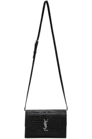 Saint Laurent - Black Croc Uptown Wallet Bag