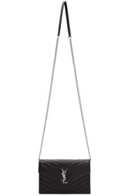 Saint Laurent - Sac portefeuille enveloppe à chaîne noir Monogramme